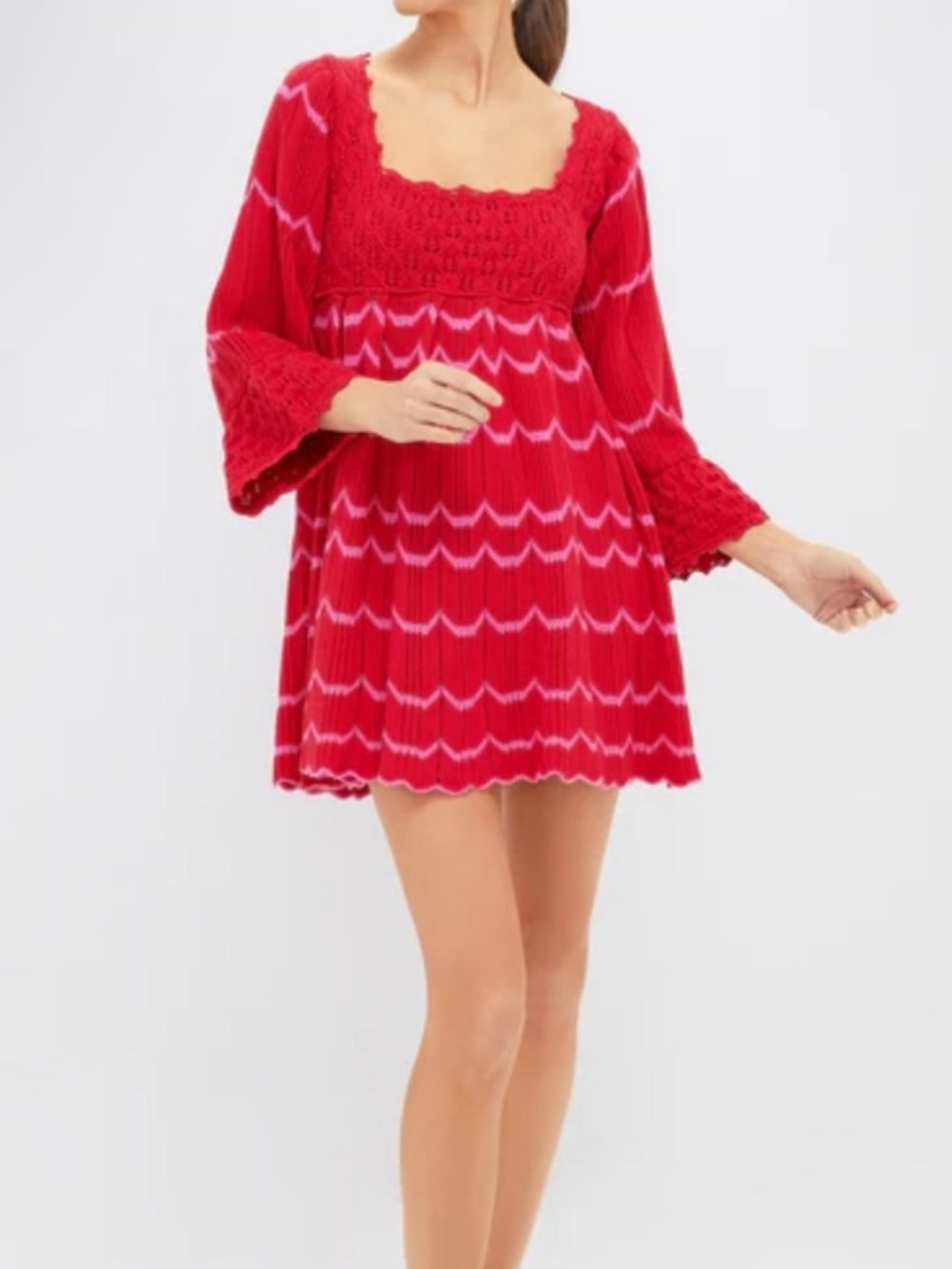 Tuckernuck Pomander Place Red Crochet Trim Devon Dress XS NWT - Picture 2 of 14
